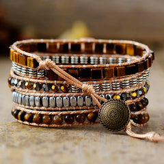 Boho Apple Watch Band - Tiger Eyes Beads Wrist Bracelet Rope Strap