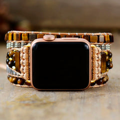 Boho Apple Watch Band - Tiger Eyes Beads Wrist Bracelet Rope Strap