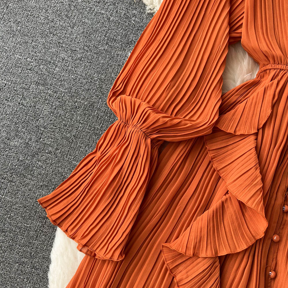 Maxi Dress, Boho Vintage Pleated Dress, Josephine Gown in Blue, Yellow, Orange and Pink