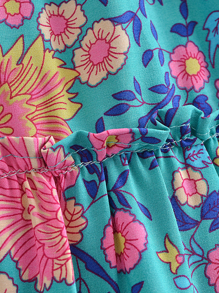 Boho Two Piece Set, Two Piece Skirt Set, Wild Floral in Navy