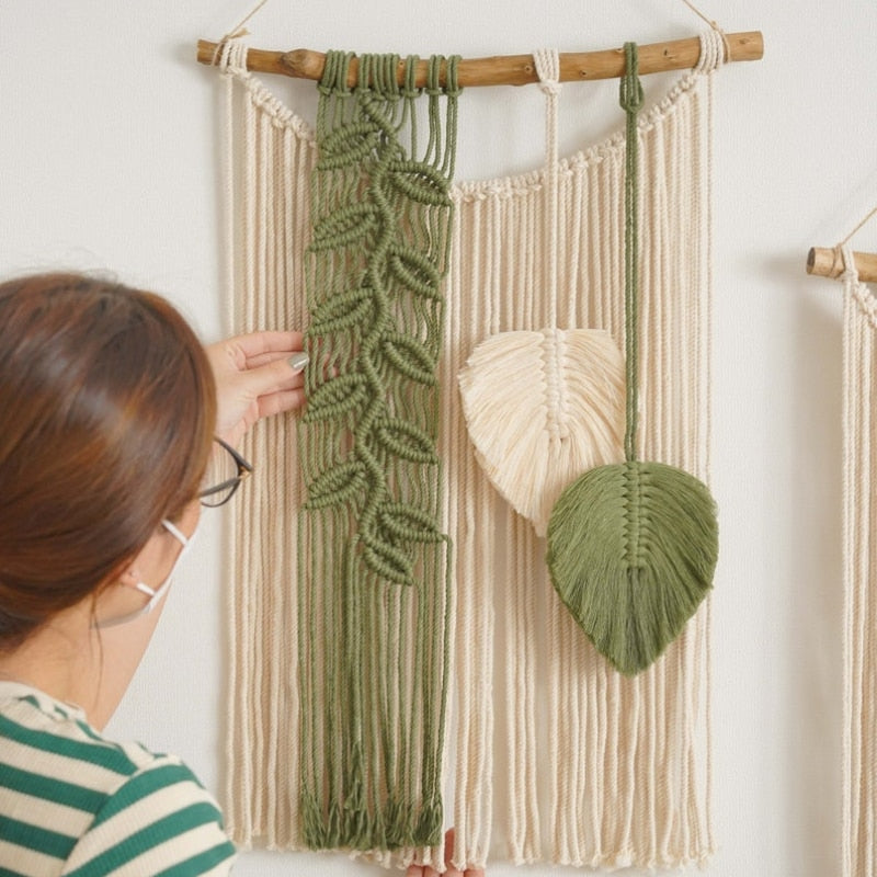 Macrame Wall Decor - Boho Wall Art for Nursery Room - Aesthetic Home Decor