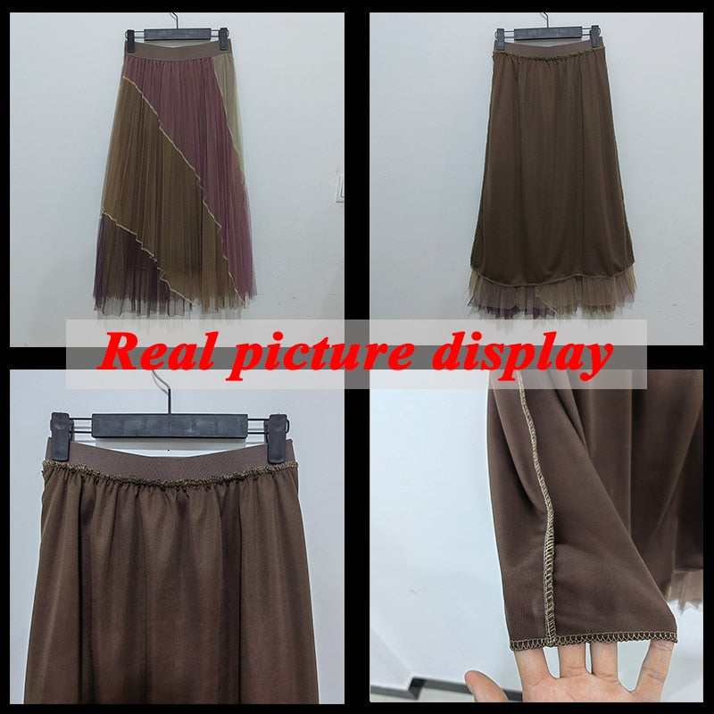 Boho Skirt, Hippie Skirts, Midi Pleated Skirt, Amanda Tulle Skirt in Apricot