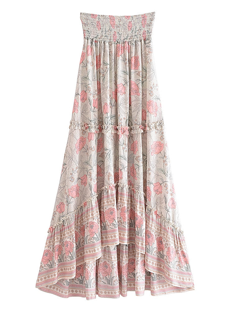 Boho Skirt, Hippie Skirts, Midi Skirt, Wild Rose in Smoke