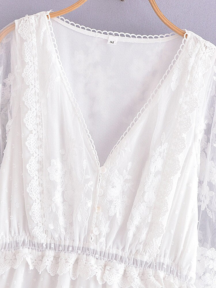Maxi Dress - Boho Dress - Sundress - Lace Dress - White Celia