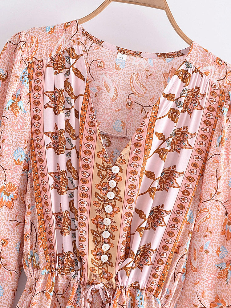 Boho Maxi Dress, Gown, Vacation in  River Pink