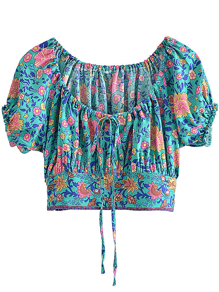 Boho Two Piece Set, Two Piece Skirt Set, Wild Floral in Navy