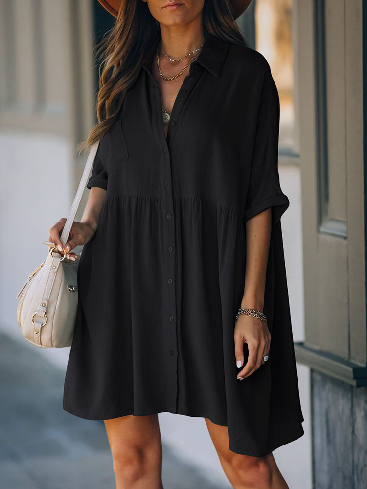 Boho Mini Dress Beach Dress, Tunic Dress, Nora in Black