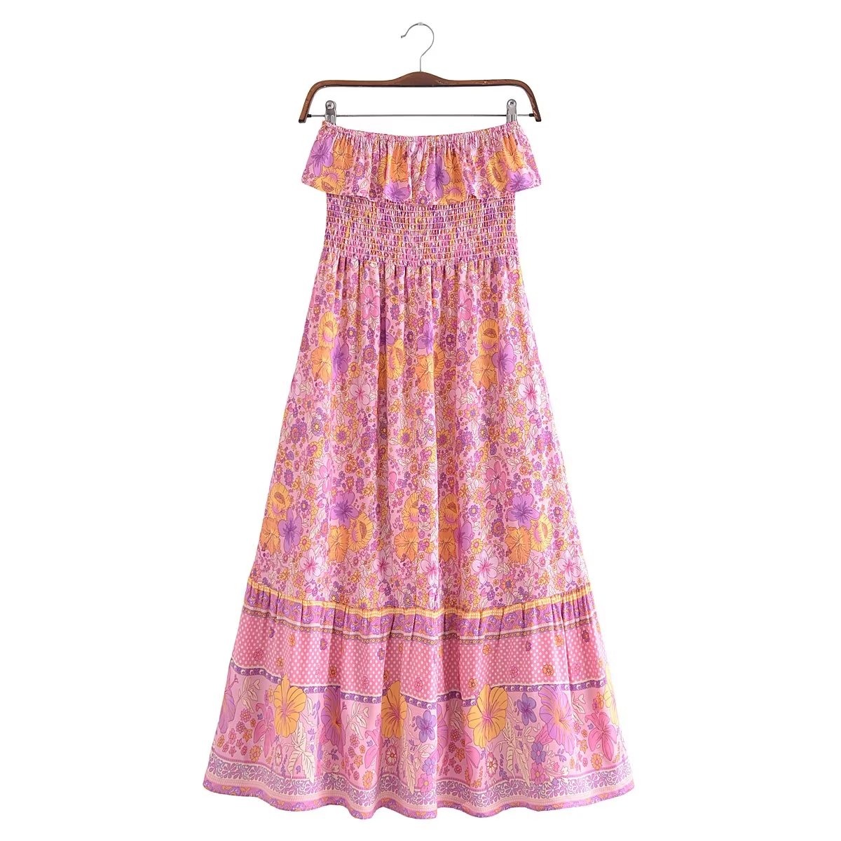 Boho Dress - Sundress - Smocked Dress Scilla Primrose in Pink and Blue