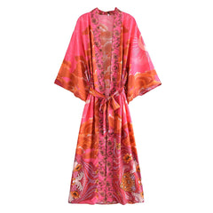 Boho Robe, Kimono Robe,  Beach Cover up, Oceane Moon Light in Pink