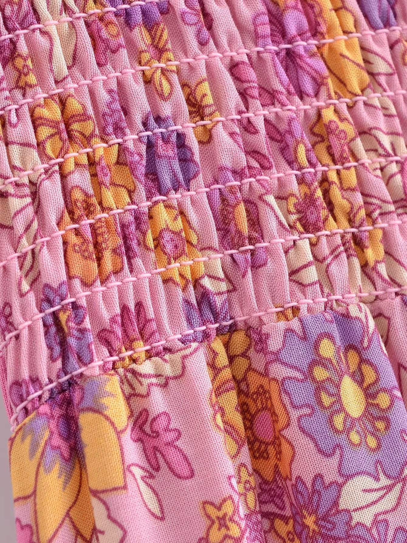 Boho Dress - Sundress - Smocked Dress Scilla Primrose in Pink and Blue