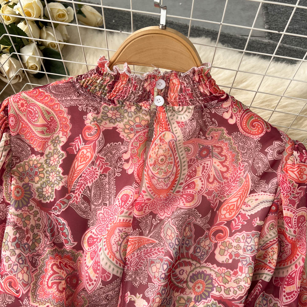 Maxi Dress - Boho Vintage Pleated Dress - Summer Print Floral Vintage Charlotte Yellow