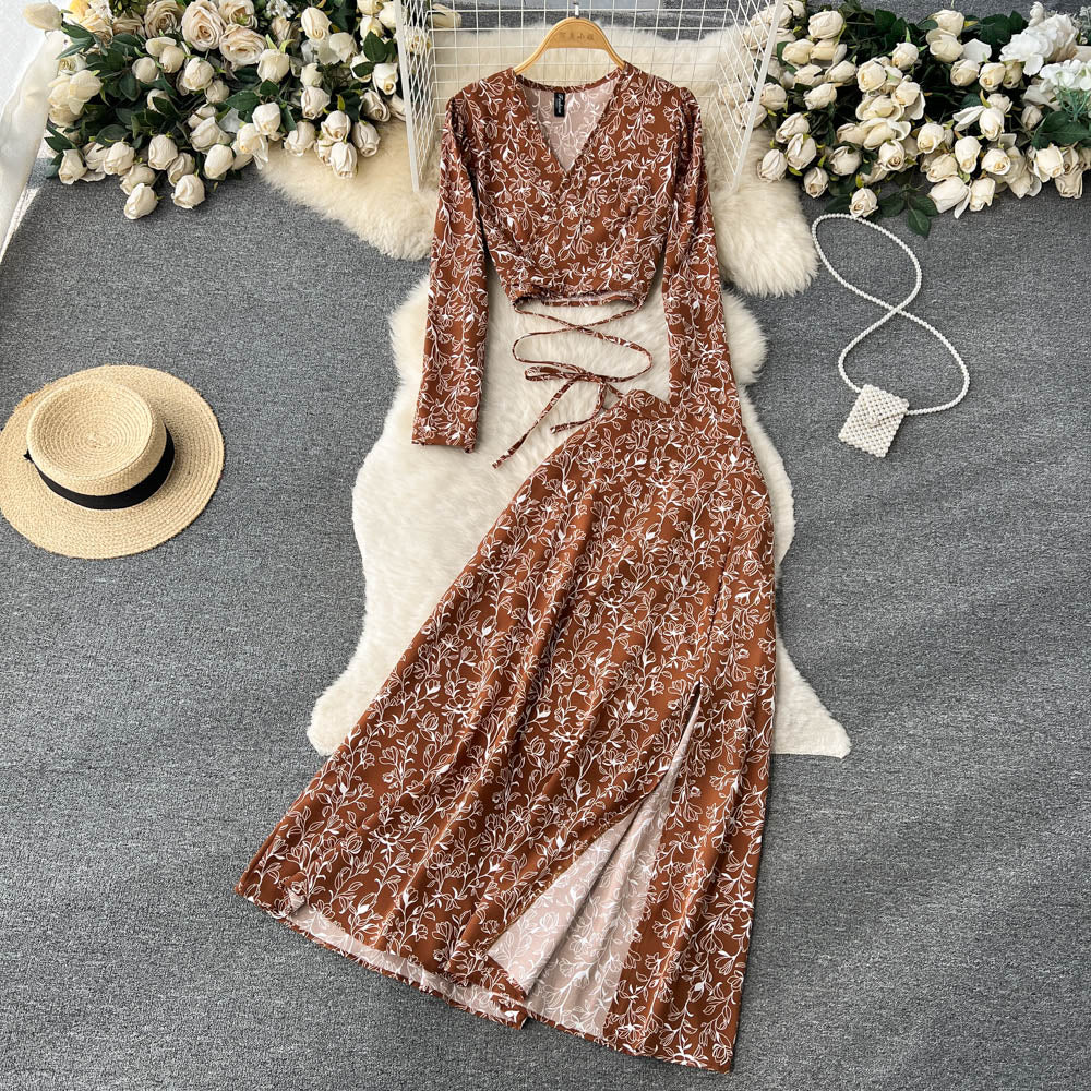 Vintage Two-Piece Set - Boho Matching Top and Skirt - Summer Vacation Sylvie Green