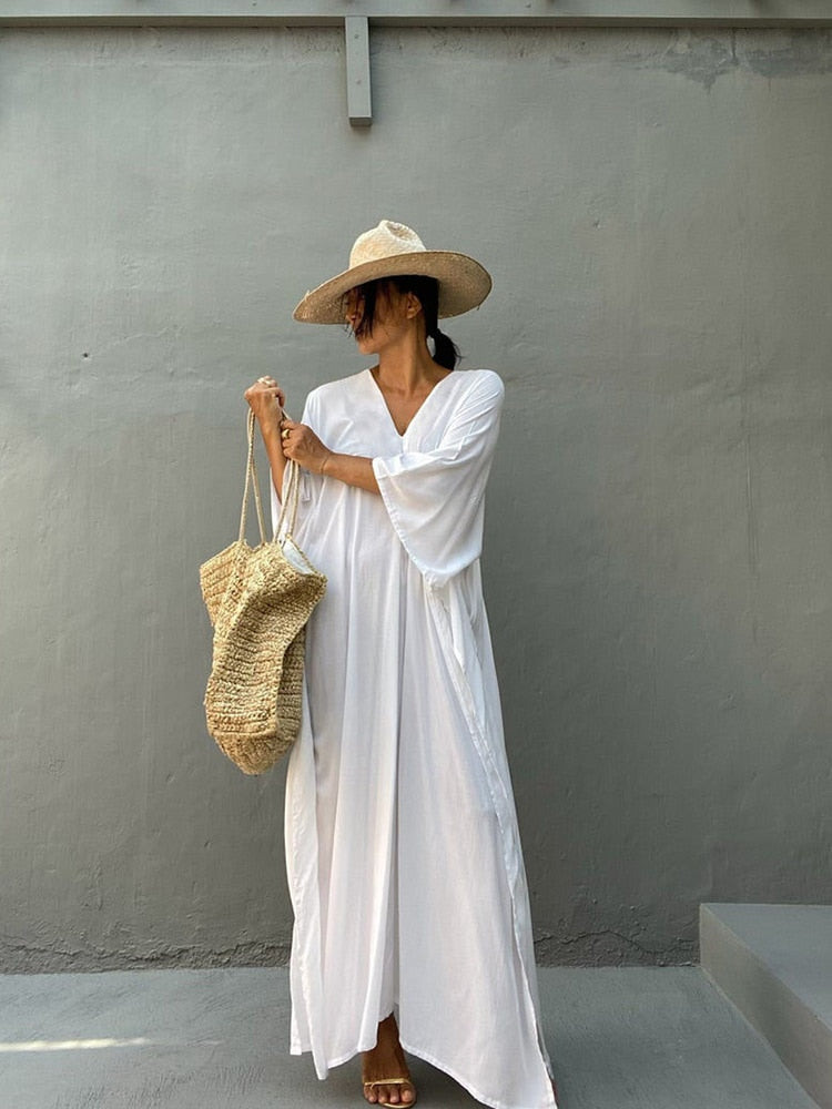 Boho Maxi Dress, Beach Dress, Kaftan Zaynab in Red, Blue, White and Yellow