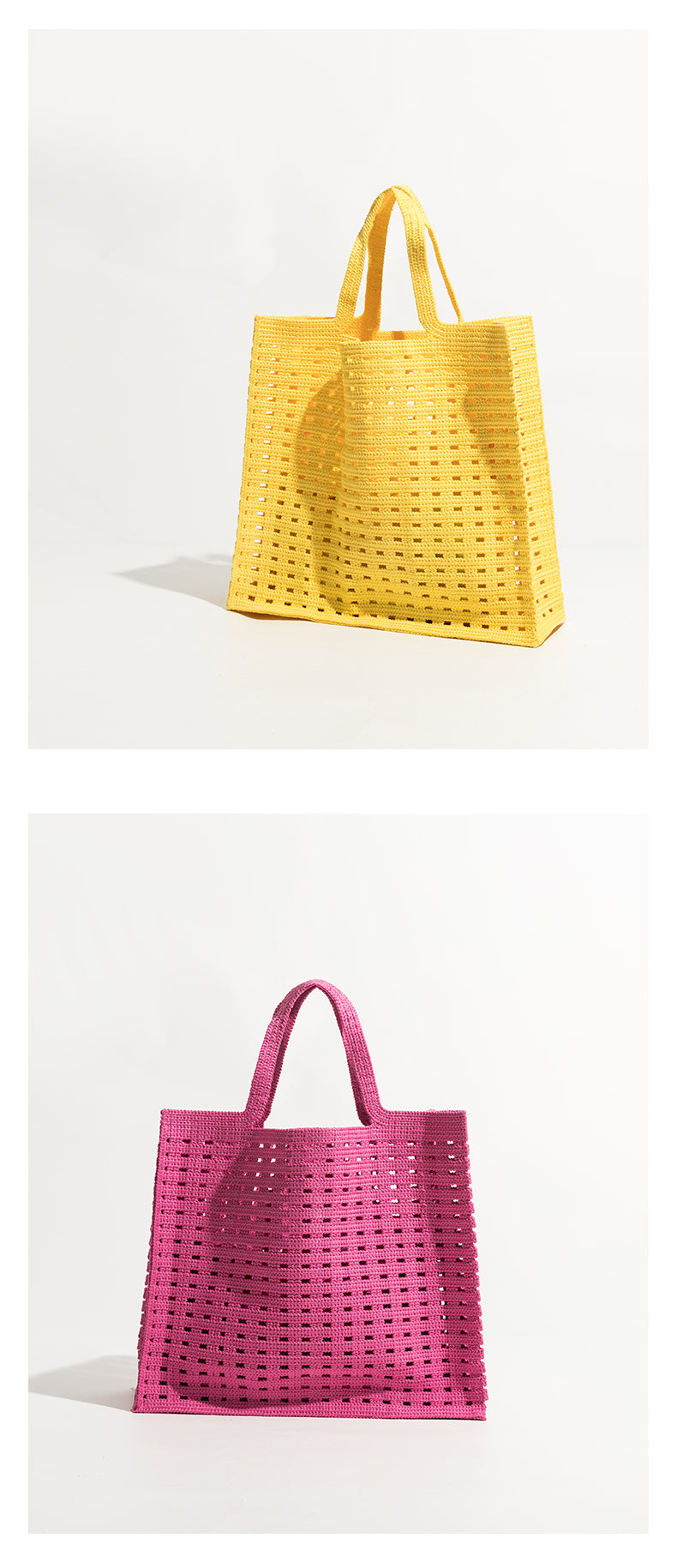 Boho Bag, Tote Bags, Crochet Tote Shopper Handbags in Pink, Blue, Black, Green