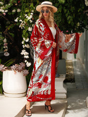 Boho Robe, Kimono Robe, Silk robe, Beach Cover up, Feathers & Folly