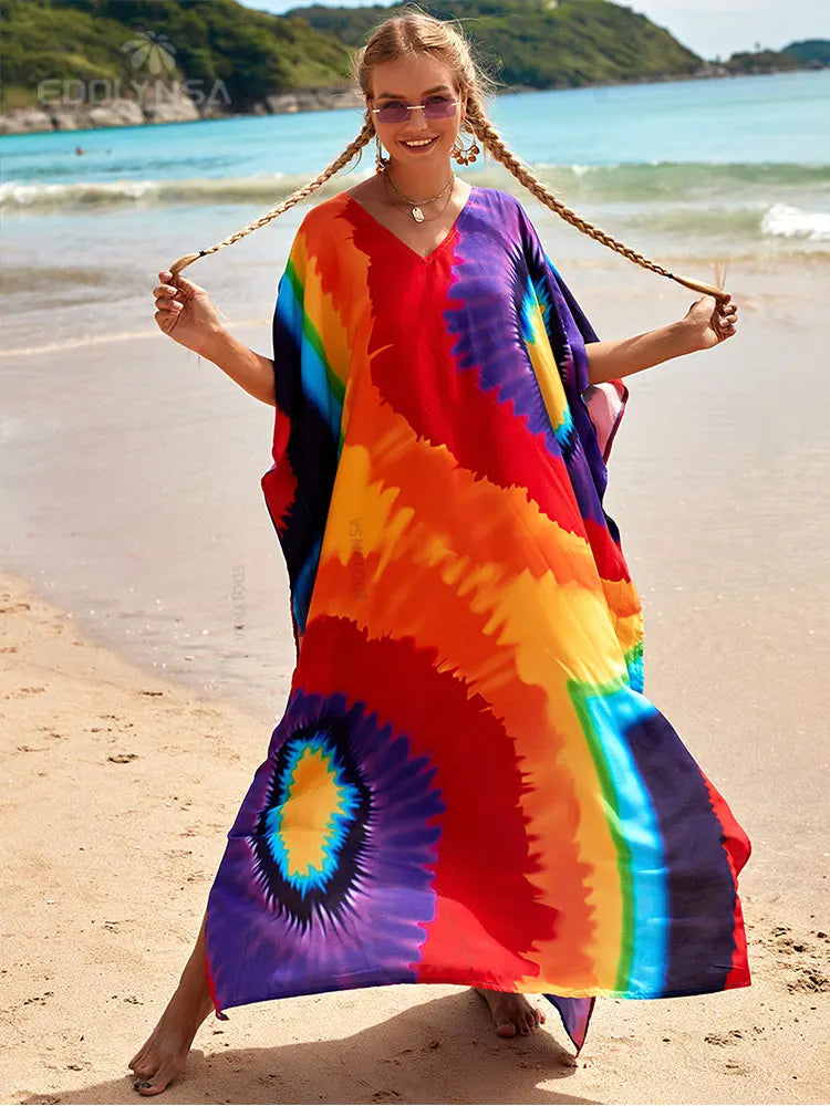 Boho Maxi Dress - Beach Dress, Kaftan Dress Danica Heart Tie Dye