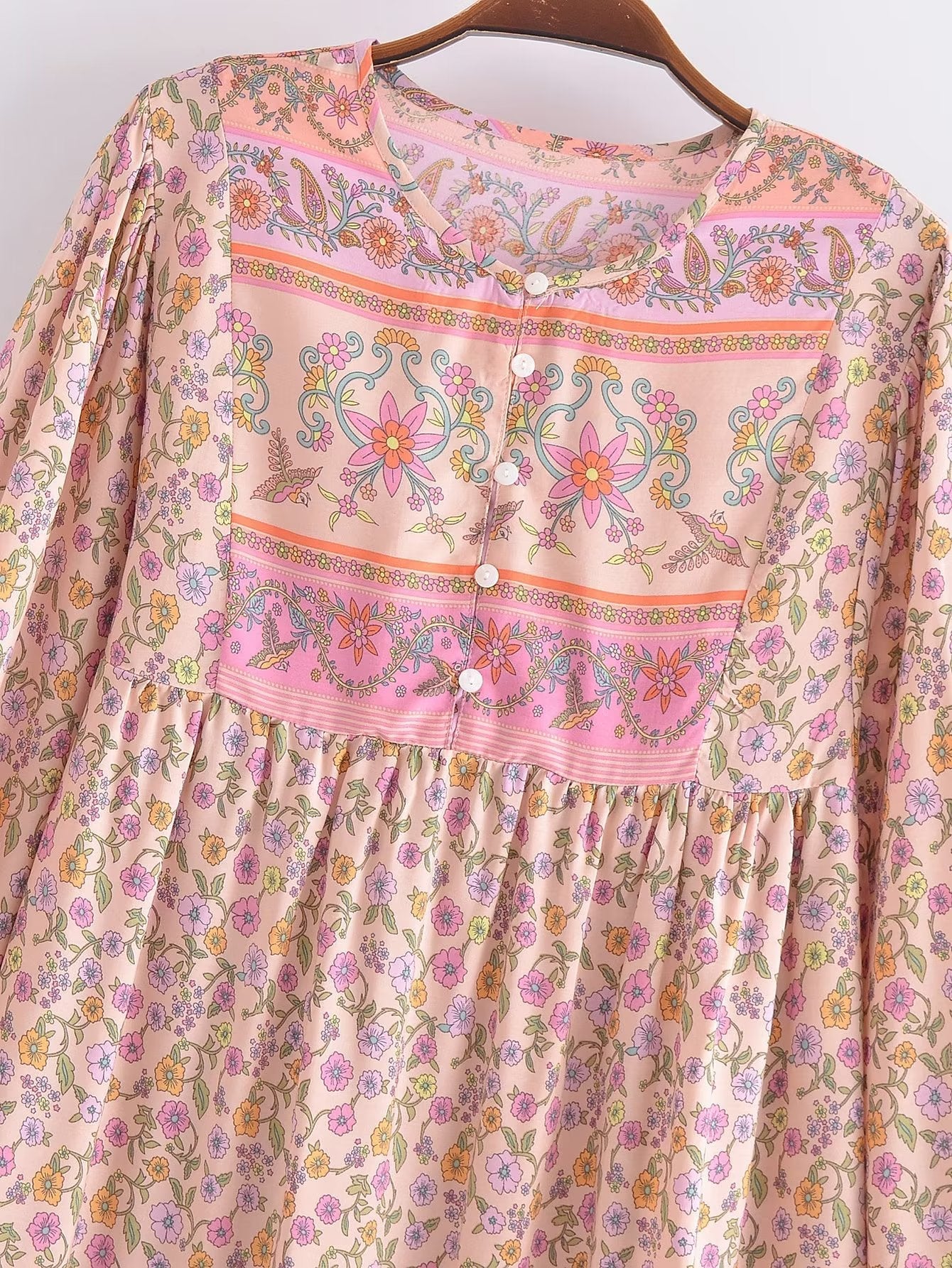 Boho Mini Dress Tunic Dress, Sundress, Caroline Flower