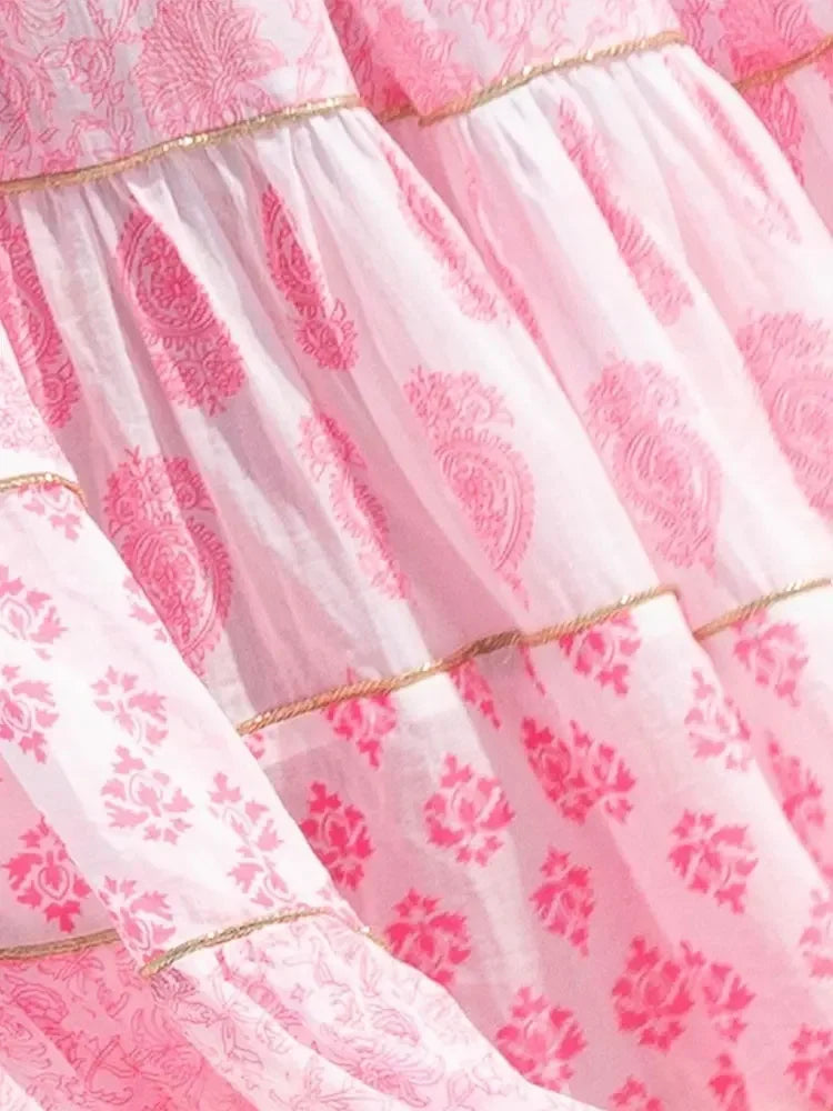 Boho Beach Dress - Backless Summer Vacation Vibes - Pink India Moon