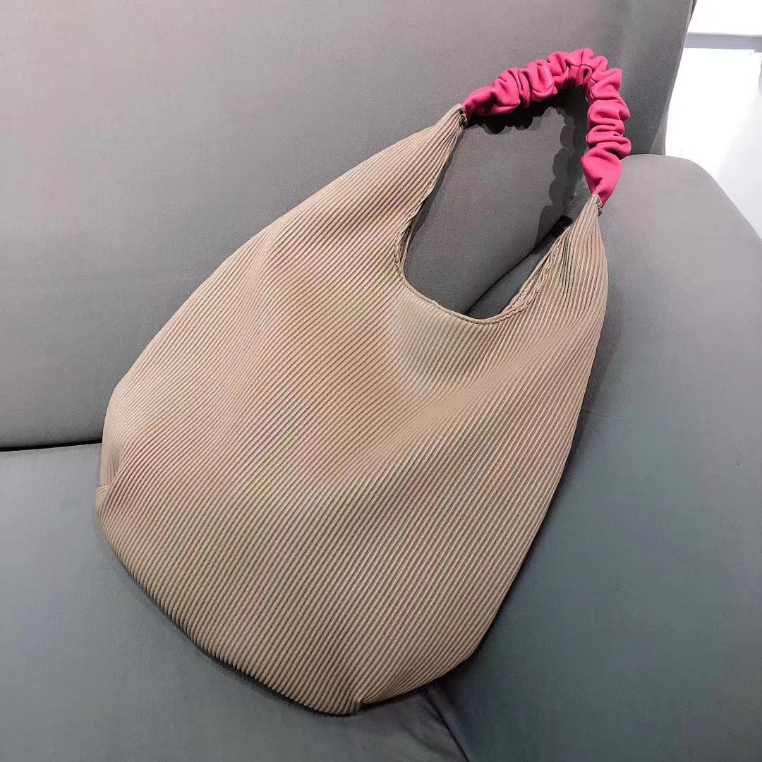 Boho Bag, Hobo Bags, Ruched Fabric Bag in White, Black, Brown