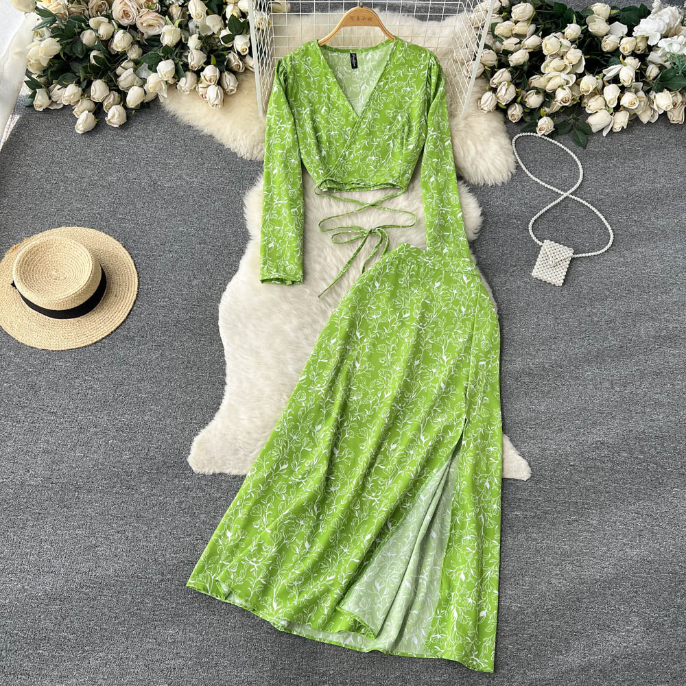 Vintage Two-Piece Set - Boho Matching Top and Skirt - Summer Vacation Sylvie Blue