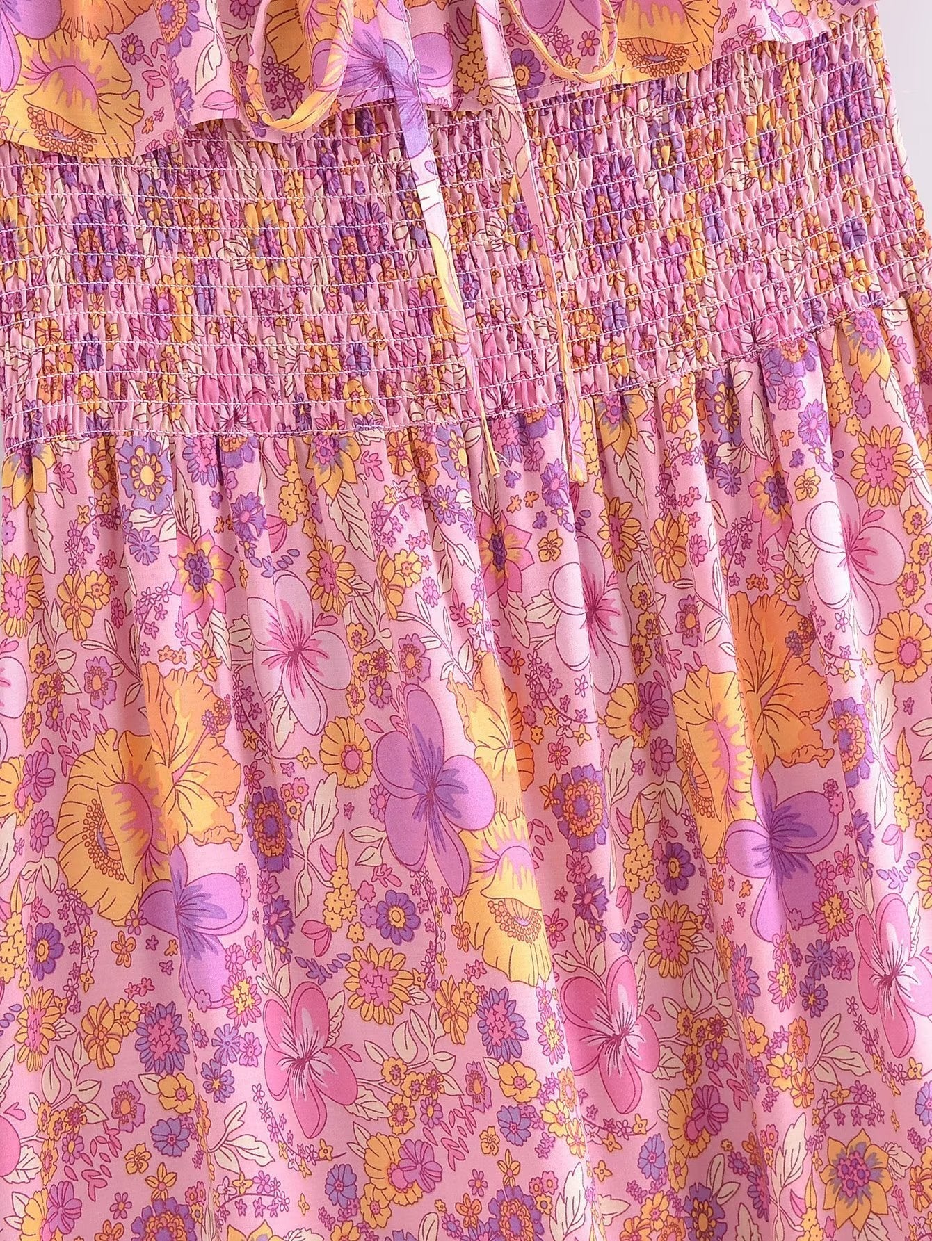 Boho Dress - Sundress - Smocked Dress Scilla Primrose in Pink and Blue