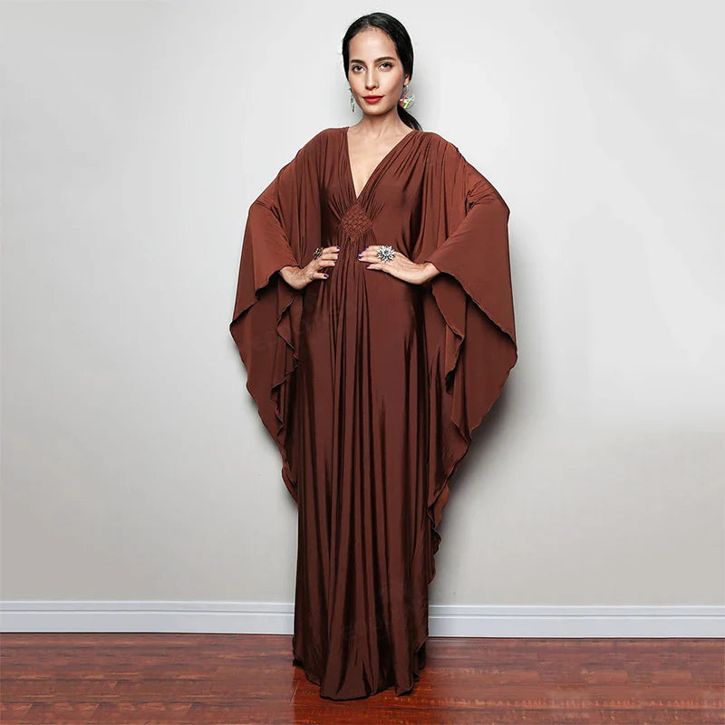 Boho Maxi Dress - Beach Dress, Kaftan Dress Tie White Harmony in 15 colors