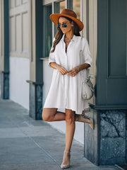 Boho Mini Dress Beach Dress, Tunic Dress, Nora in White
