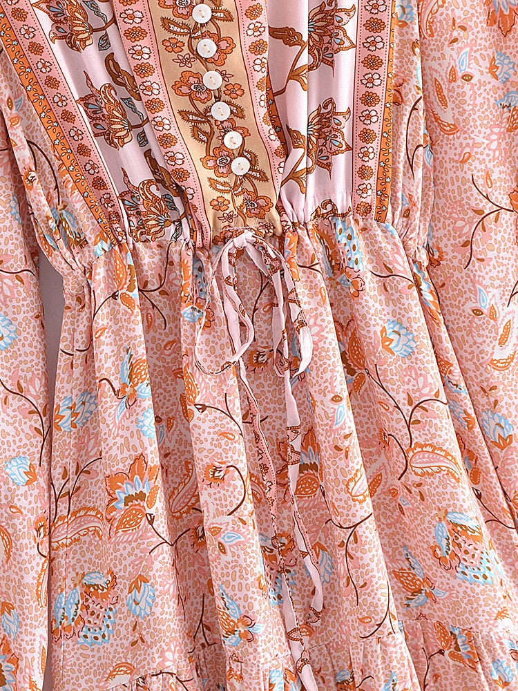Boho Maxi Dress, Gown, Vacation in  River Pink