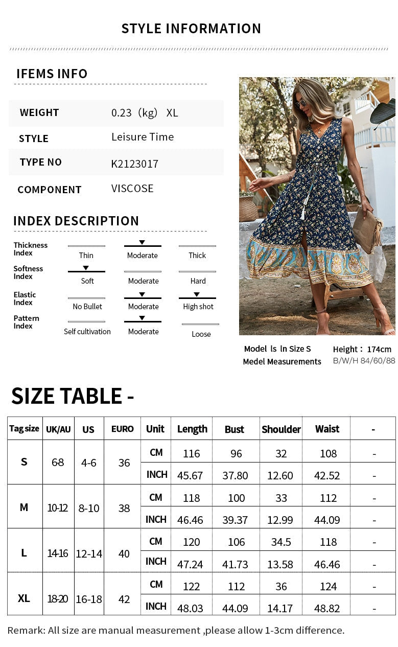 Boho Midi Dress, Sundress, Danielle  in Navy