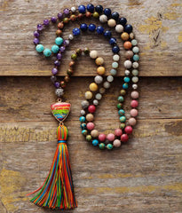 Boho Necklace - Seed Beads Rosary Mala Necklace