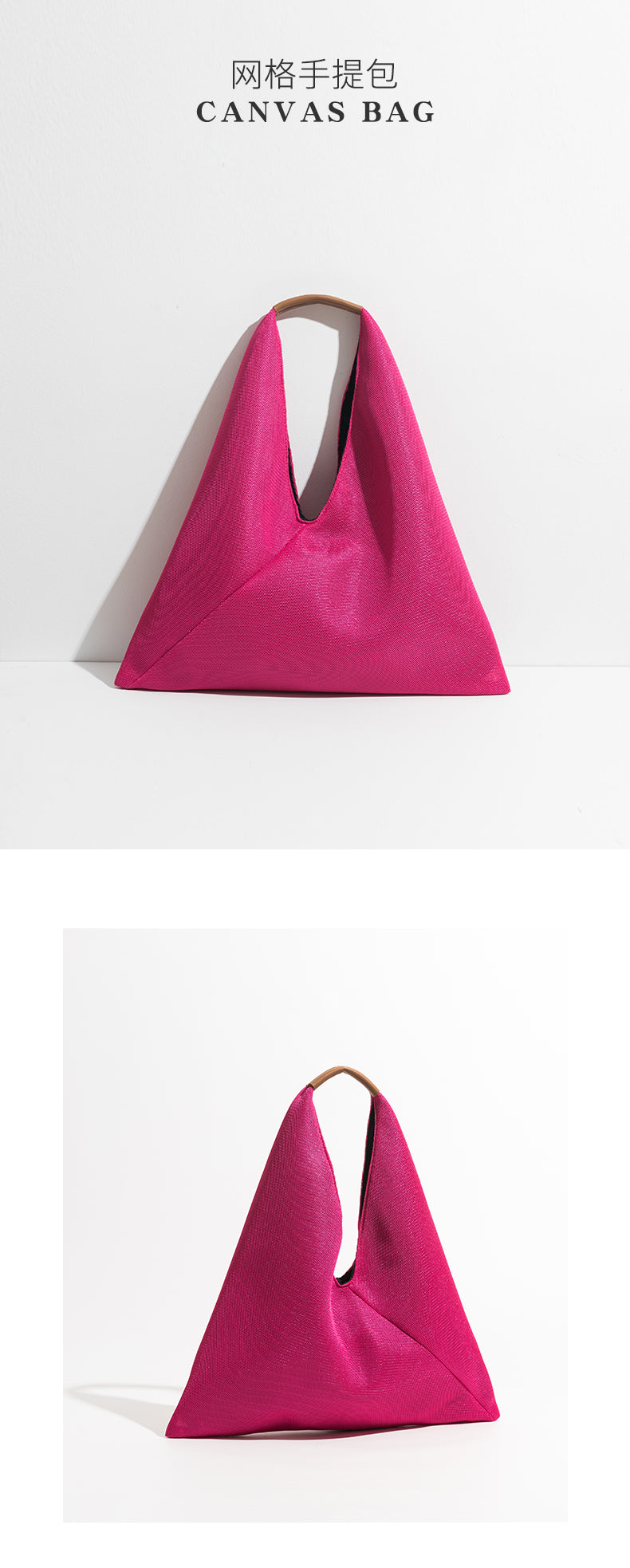 Boho Bag, Hobo Bags, Triangle Fabric Bag in Pink, Blue, Black, Green