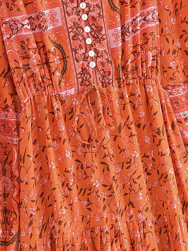 Maxi Dress - Boho Dress - Maxi Boho Sundress - Addison in Pink and Green