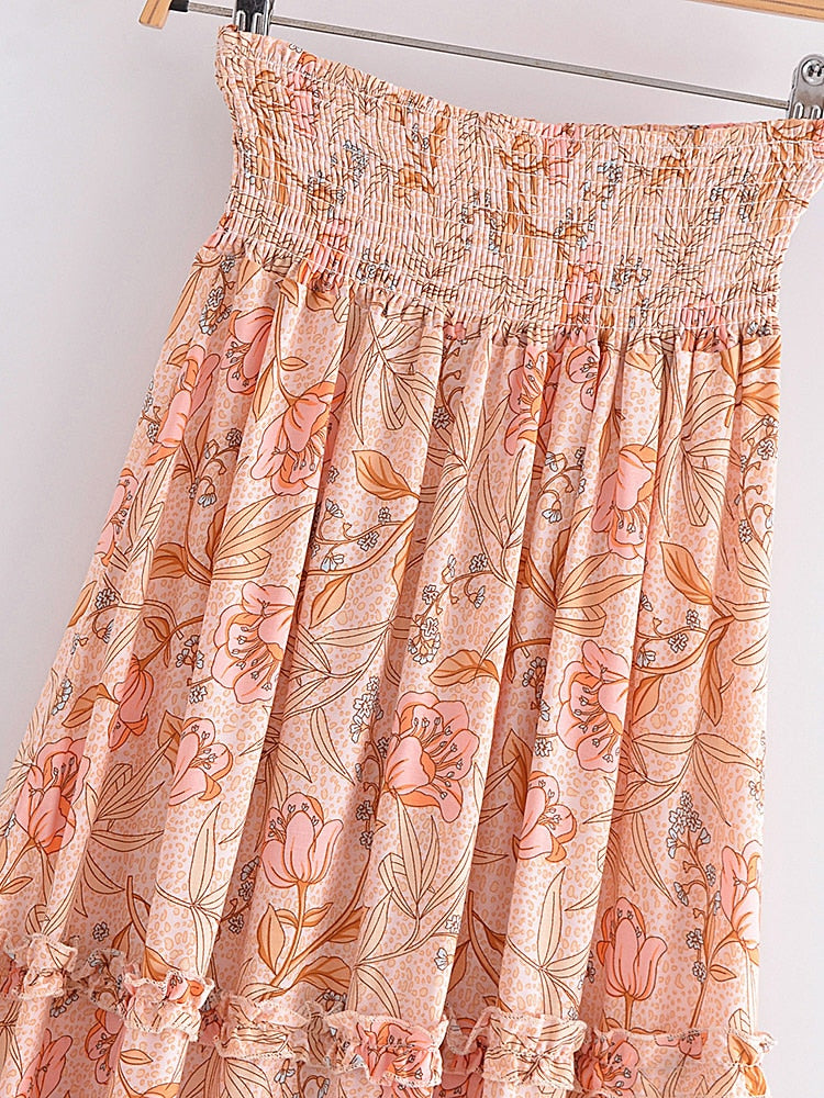 Boho Skirt, Hippie Skirts, Midi Skirt, Wild Rose in Smoke