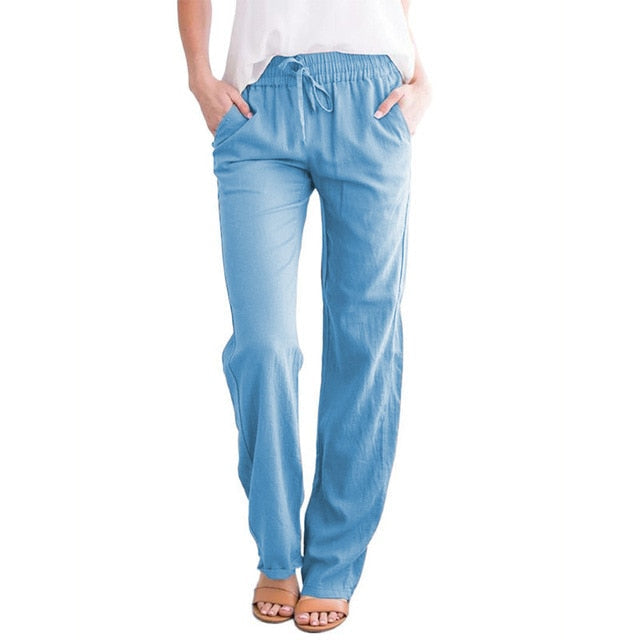 Drawstring Loose Wide-Leg Pocket Pants