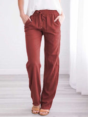 Drawstring Loose Wide-Leg Pocket Pants