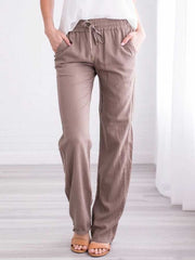 Drawstring Loose Wide-Leg Pocket Pants