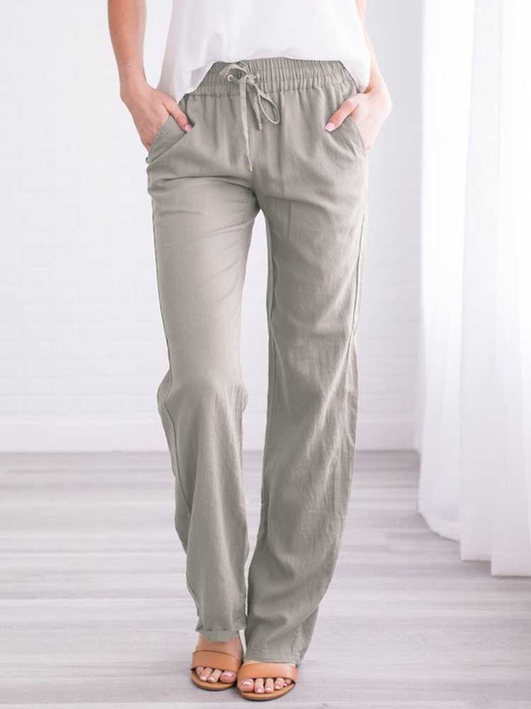 Drawstring Loose Wide-Leg Pocket Pants