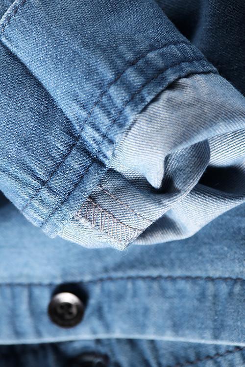Turndown Collar Pocket Denim Shirt