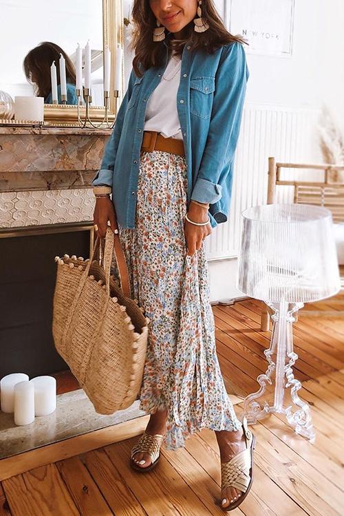 Turndown Collar Pocket Denim Shirt