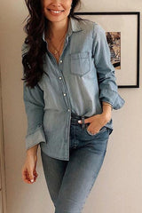 Turndown Collar Pocket Denim Shirt