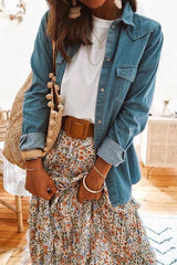 Turndown Collar Pocket Denim Shirt