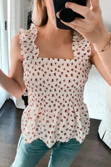 Elastic Floral Print Slip Top