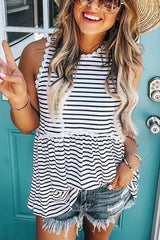 Print Sleeveless T Shirt