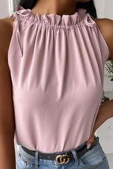 Drawstring Halter Neck Sleeveless Blouse