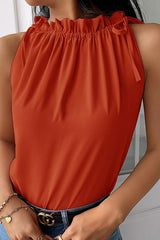 Drawstring Halter Neck Sleeveless Blouse