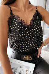 Leopard Lace Patchwork Slip Blouse
