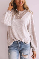 Button Neck Long Sleeve Blouse