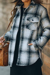 Loose Pocket Checked Shirt Tops