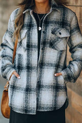 Loose Pocket Checked Shirt Tops