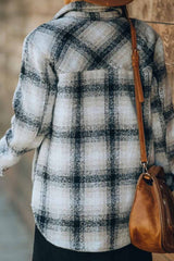Loose Pocket Checked Shirt Tops
